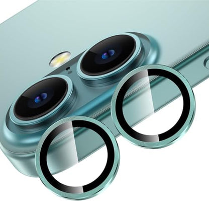 iPhone 16 ve iPhone 16 Plus Uyumlu Kamera Camı Lens Koruyucu Halka Set - Yeşil
