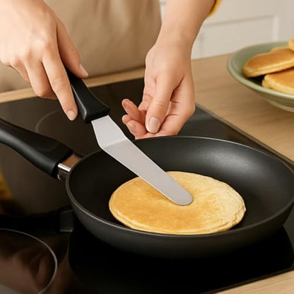 3’lü Spatula Seti – Paslanmaz Çelik, Plastik Saplı, Pasta, Kek ve Krep İçin Profesyonel Spatula Takımı