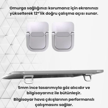 Coofbe 2 Adet Yapışkanlı Katlanılabilir Laptop Standı Portatif Macbook Bilgisayar Laptop Stand Ayagi Siyah