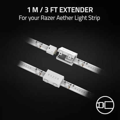 Razer Aether Light Strip Extender - RGB LED Işık Şeridi Uzatma (1M / 3ft Genişletici, 8 Genişleticiye Kadar Bağlayın, Esnek Tasarım) Beyaz