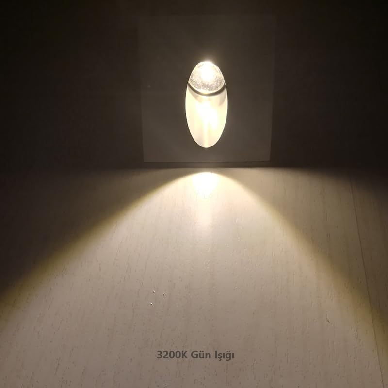Merdiven Basamak Koridor Aydınlatma Armatürü 3w Siyah Kasa Sıva Altı Cata Koridor Spot Gömme Led Spot (3200K Gün Işığı)
