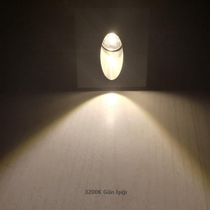 Merdiven Basamak Koridor Aydınlatma Armatürü 3w Siyah Kasa Sıva Altı Cata Koridor Spot Gömme Led Spot (3200K Gün Işığı)