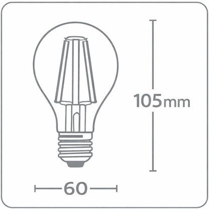 6,5W LED Filament Ampul E27 | 60W Eşdeğer | 2700K Sarı Işık | 810 Lümen | 2’li Paket | Enerji Sınıfı E
