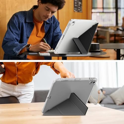 Galaxy Tab S10 Lite ile uyumlu Kılıf SM-X400 Saydam Arka Kapak Flip Smart Cover Katlanabilir Standlı Darbe Emici Koruyucu Tablet Kılıfı Akıllı Uyku Özellikli Pembe