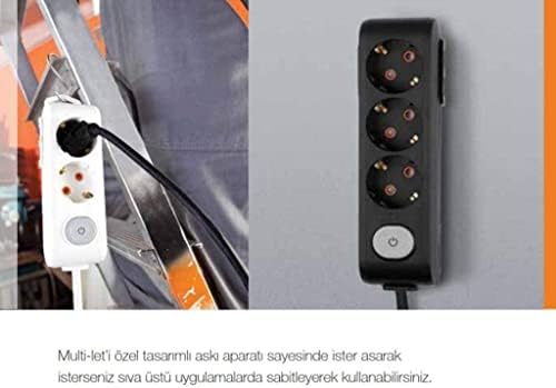 Multi-Let 6lı Topraklı Kablolu Ç.K 3mt Siyah Priz