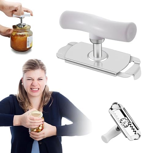 Kanji Pratik Kavanoz ve Şişe Kapak Açacağı - Beyaz – Paslanmaz Çelik, Ayarlanabilir, Ergonomik Tutma Saplı