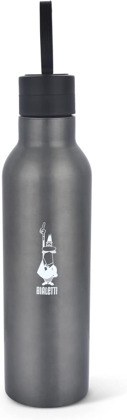 Termal Şişe - 500mL - Koyu Gri Renk - Paslanmaz Çelik - Çift Katmanlı - 12 Saat Sıcak 24 Saat Soğuk Tutar - Hava Geçirmez Vidalı Kapak Özelliği - Özel Silikon Conta Sayesinde Sızdırmaz Şişe