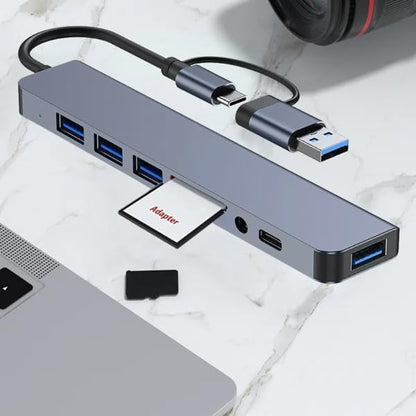 Jouis USB ÇOĞALTICI DÖNÜŞTÜRÜCÜ Adaptör Port Type C USB 3.0 Hub For Mac Book Pro Air Otg USB 3.0 Adapter Type-C Çevirici USB Hub - (KALİTELİ VE HIZLI) (8 in 1 Otg)