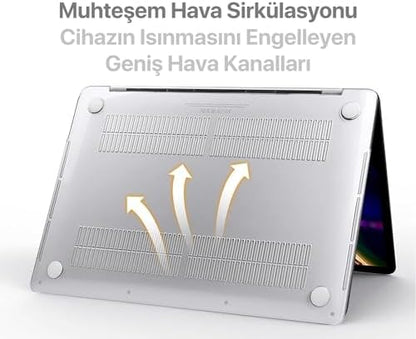 MacBook Air 15,3 ile Uyumlu M5 (A3448) M4 (A3241) M3 (A3114) M2 (A2941) Polikarbonat Sert Koruyucu Çizilme ve Darbe Önleyici Kılıf (Super Şeffaf, 15 inç 2023-2026)