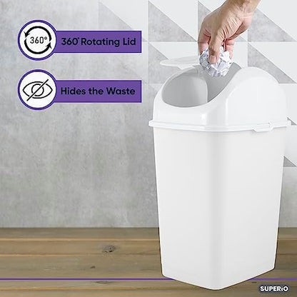 Superio Küçük 2,6 Litre Slim Çöp Kutusu, Beyaz