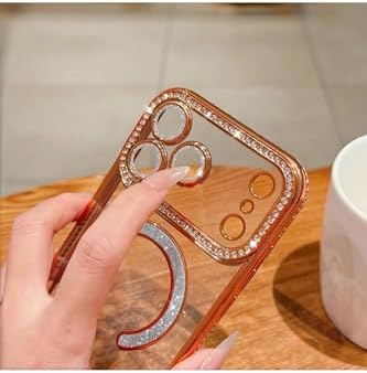 iPhone 17 Pro Max ile uyumlu Kılıf Simli Taşlı Lens Korumalı Arkası Şeffaf Kenarı Renkli Parlak Magsafe ile uyumlu Kapak