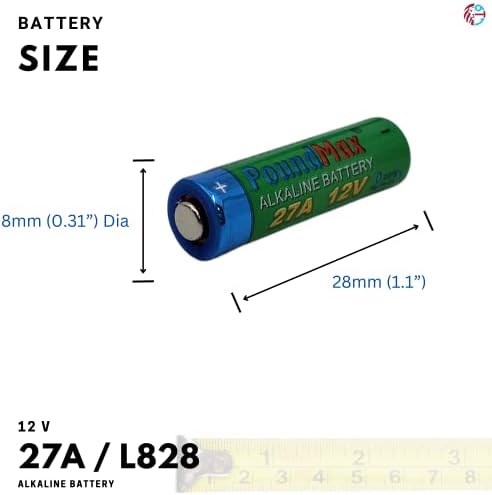 Poundmax 5 adet 27A, L828, özel alkali pil, 12 V, A27, V27A, LR27A, MN27, GP27A, V27GA saatler, uzaktan kumandalar, hesap makinesi, kompakt, uzun ömürlü ve yüksek performans