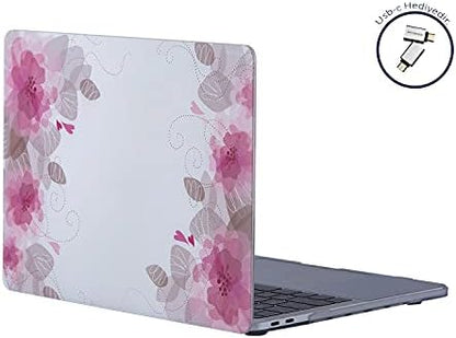 MacBook Air M1 Kılıfı 13 İnç A2337 A2179 A1932 Uyumlu Sert Kapak Hard Case Koruyucu Kılıf MacBook Air 13 İnç Kılıfı Çizilme ve Darbe Koruyucu UV Baskılı Yaprak Çiçek Desenli Pembe