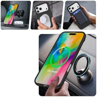 iPhone 17 Pro Max ile uyumlu Kılıf MagSafe ile uyumlu MP-Regal Katlanabilir Standlı El parmak geçmeli Kablosuz Şarj Destekli Siyah