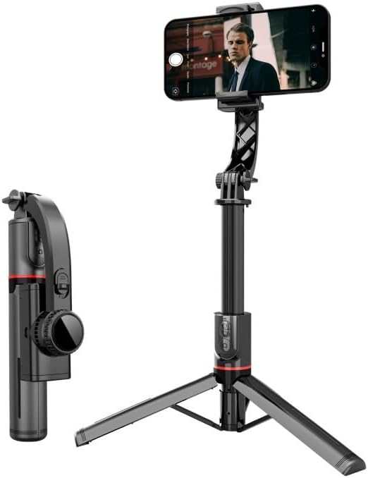 Gimbal Stabilizer Selfie Stick Tripod – 2’si 1 Arada Kablosuz Bluetooth Uzaktan Kumandalı, 700mm Ayarlanabilir Yükseklik, iOS & Android Uyumlu, Titreşim Önleyici Telefon Tripodu | L19