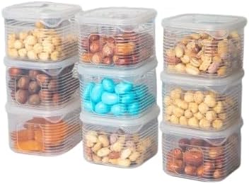 Erzak Saklama Kabı Sızdırmaz Kapak 9'lu Set Şeffaf-(Ölçü Kabı Hediyeli)