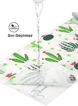Masa ve Aktivite Piknik Örtüsü Kullan At Sıvı Geçirmez 3 Rulo (Rulo içi:10 adet) KAKTÜS 100x120cm