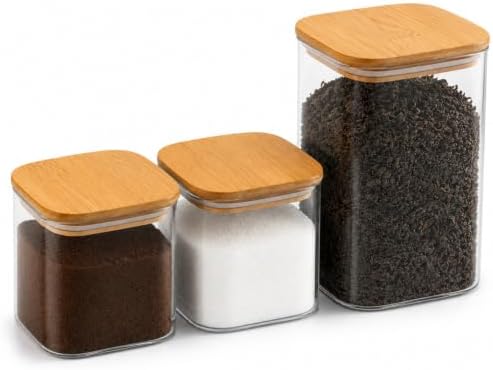 Vakumlu 3lü Bambu Saklama Kabı Seti, 2800 Mililitre, Mika Plastik, Sert Dayanıklı, Hava İle Temas Etmez Sızdırmaz Kapak, Ahşap Kapaklı, 700ml x2 ve 1400ml