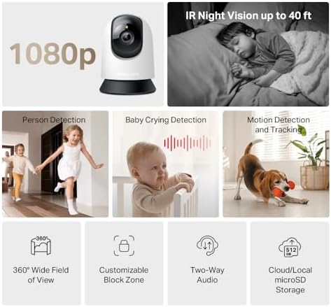 MC200 | 1080p Güvenlik Wi-Fi Kamerası | 360° Görüş | Gece Görüşü | Akıllı Hareket & Kişi Algılama | Çift Yönlü Ses | microSD & Bulut Depolama | SmartThings, Alexa, Google Assistant Uyumlu