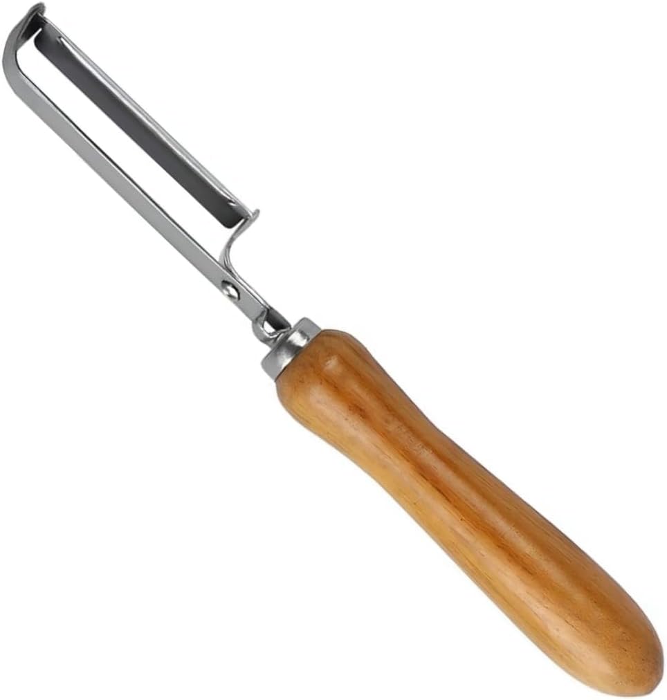 Paslanmaz Çelik Sebze Soyacağı, Ergonomik Ahşap Saplı Meyve ve Sebze Soyma Bıçağı, Patates, Havuç, Salatalık ve Elma İçin Mükemmel Mutfak Aracı