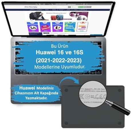 MateBook 16 ve 16s Kılıf Uyumlu Kristal Parlak Şeffaf Sert Hard Case İnce Hafif Çizilme Koruma 2021-2023 16 inç Siyah