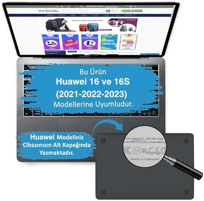 MateBook 16 ve 16s Kılıf Uyumlu Kristal Parlak Şeffaf Sert Hard Case İnce Hafif Çizilme Koruma 2021-2023 16 inç Siyah