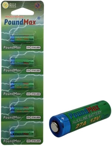 Poundmax 5 adet 27A, L828, özel alkali pil, 12 V, A27, V27A, LR27A, MN27, GP27A, V27GA saatler, uzaktan kumandalar, hesap makinesi, kompakt, uzun ömürlü ve yüksek performans