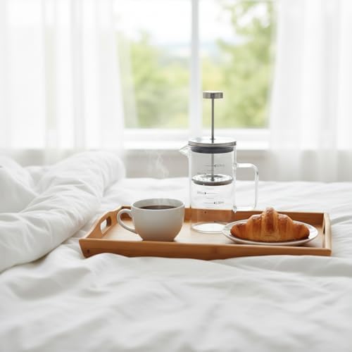 Borosilikat Cam French Press 350ml - Paslanmaz Çelik Filtreli Ölçekli Kahve ve Bitki Çayı Demliği - Isıya Dayanıklı Kişisel Kupa - Metal Kapaklı