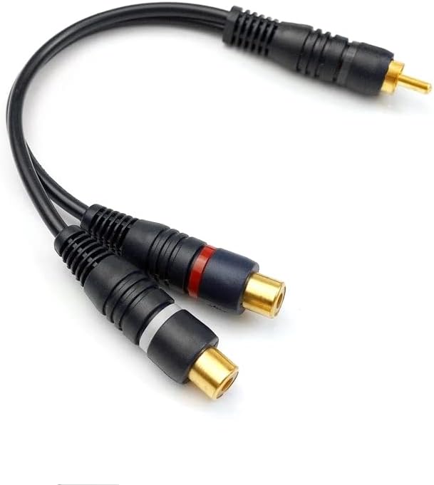 1 RCA Erkek 2 RCA Dişi 25 Cm Anfi Y Kablo, Siyah