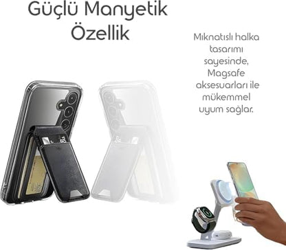 magsafe ile uyumlu ŞEFFAF, KAMERA ÇIKINTILI KORUMALI DARBE EMİCİ KAPAK KABLOSUZ WİRELESS ŞARJ DESTEKLİ SİLİKON TELEFON KILIFI İPH.17PROMAX (17 promax)