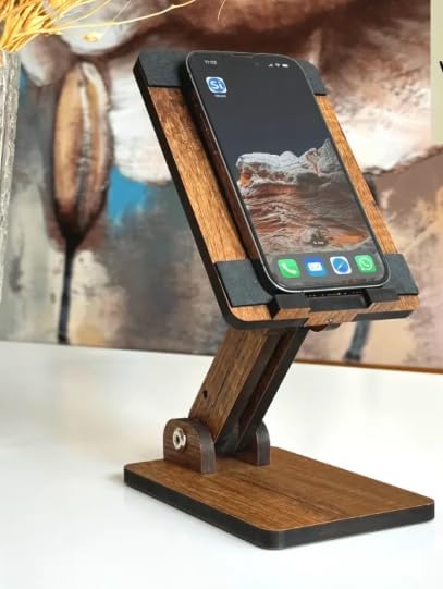 VIGO WOOD Eğim ve Yükseklik Ayarlanabilir Telefon Standı (Ceviz)