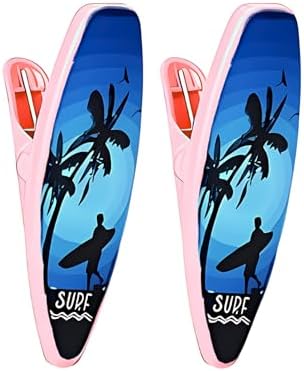 Plaj Havlusu Mandal Klipsi, Sörf Temalı, Pembe ve Mavi Desenli, 2'li Set, Dayanıklı Plastik, Taşınabilir