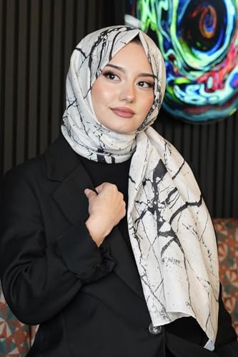 Mermer Desen Bej Soft Pamuk Şal Çok Renkli 48