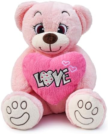 Pembe Love Kalpli Hollywood Pelüş Sevimli Ayıcık,Doldurulabilir Oyuncak,Love Kalpli,Aşık Ayıcık,Sevgilier Günü Ayı,Kawaii,