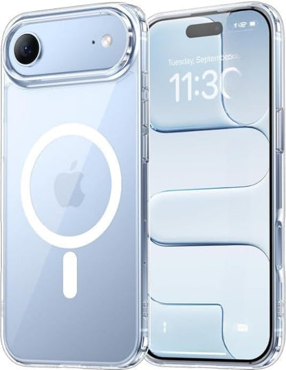 iPhone 17 Air Magsafe Uyumlu Kılıf, Yüksek Netlikte Şeffaf Lüks Kapak, Güçlü Mıknatıslı Darbe Emici Kamera Korumalı Telefon Kılıfı
