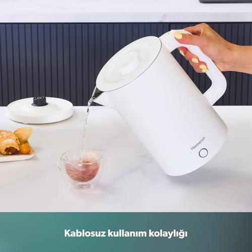 Heatrow Cooltouch 1618H Paslanmaz Çelik El Yakmaz Gövdeli Su Isıtıcısı Beyaz