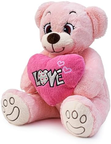 Pembe Love Kalpli Hollywood Pelüş Sevimli Ayıcık,Doldurulabilir Oyuncak,Love Kalpli,Aşık Ayıcık,Sevgilier Günü Ayı,Kawaii,
