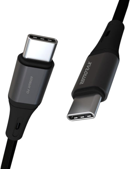 2Adet x 2Metre Type C-C Kablo Seti, 60Watt PD Hızlı Şarj, iPhone 15/16/17 ve Andoid İçin, Siyah/Antrasit Metal, REMORAX (2Adet x 2Metre Siyah)