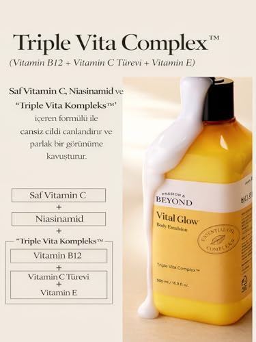 Glow Body Emulsion Vitamin C B3 E Aydınlatıcı Nemlendirici Vücut Losyonu 500 ml