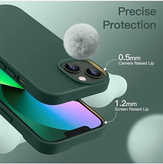 & AKSESUAR Apple iPhone 13/14 ile Uyumlu İçi Kadife Dışı Mat Yapıya Sahip Koruma Sağlayan Lansman Silikon Kılıf (Yeşil)