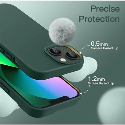 & AKSESUAR Apple iPhone 13/14 ile Uyumlu İçi Kadife Dışı Mat Yapıya Sahip Koruma Sağlayan Lansman Silikon Kılıf (Yeşil)