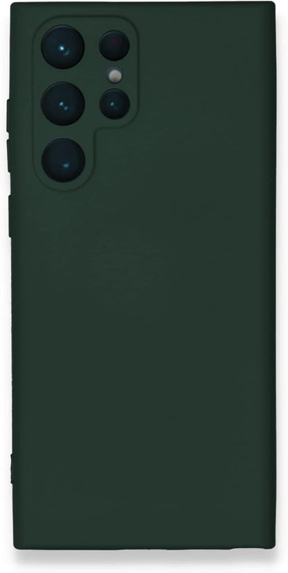 Galaxy S23 Ultra ile Uyumlu Kapak İçi Kadife Kamera Korumalı Lansman Silikon Kılıf - Yeşil