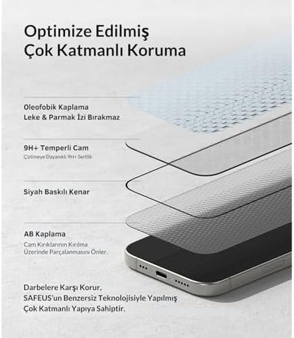 Tam Kaplayan Hayalet Parmak İzi Bırakmayan Safir Ekran Koruyucu Cam, iPhone 17 Pro İle Uyumlu