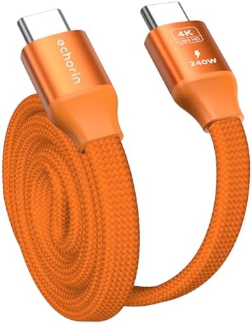Manyetik Turuncu 240w 20Gbps Type-C to Type-C Hızlı Şarj, Görüntü ve Veri Aktarım Kablosu, iPhone, iPad, MacBook, Galaxy uyumlu