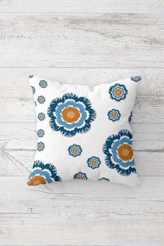 Papatya Desenli Gizli Fermuarlı Kırlent Kılıfı Koltuk Yastık Kılıfı Takım(4ADET), Bebe Mavi-Beyaz 45 x 45