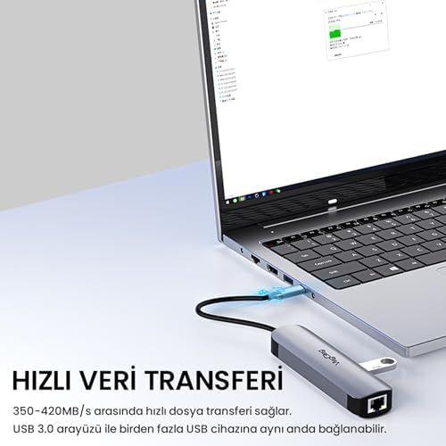 Type-C PD100W 5 Portlu 4K 30Hz HDMI 100Mbps Ethernet USB 2.0 + USB 3.0 Çoklayıcı Hub