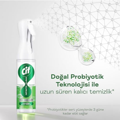 Infinite Clean Doğal Probiyotikli Yedek Şişe Tüm Yüzeyler İçin Misket Limonu & Limon Otu 280 ml