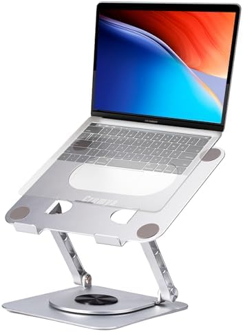 Dizüstü Bilgisayar Standı - Alüminyum Alaşımlı Stand 360 Derece Dönebilen PC Katlanabilir Ergonomik, Yükseklik ve Açı Ayarlanabilir, iPad, Dizüstü Bilgisayarlar ve Tabletler ile Uyumlu, 17 İnç