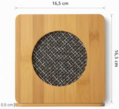 Kare Bambu Nihale – Metal Fileli, Isıya Dayanıklı Tencere ve Çaydanlık Altlığı (16,5 x 16,5 cm)