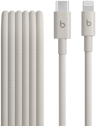 USB-C'den Lightning'e Örgülü Kablo, Hızlı Şarj, Dayanıklı/Dolanmayan, Lightning Girişli Aygıtları İçin Uyumlu Şarj Kablosu (1,5 m) – Granit Beji